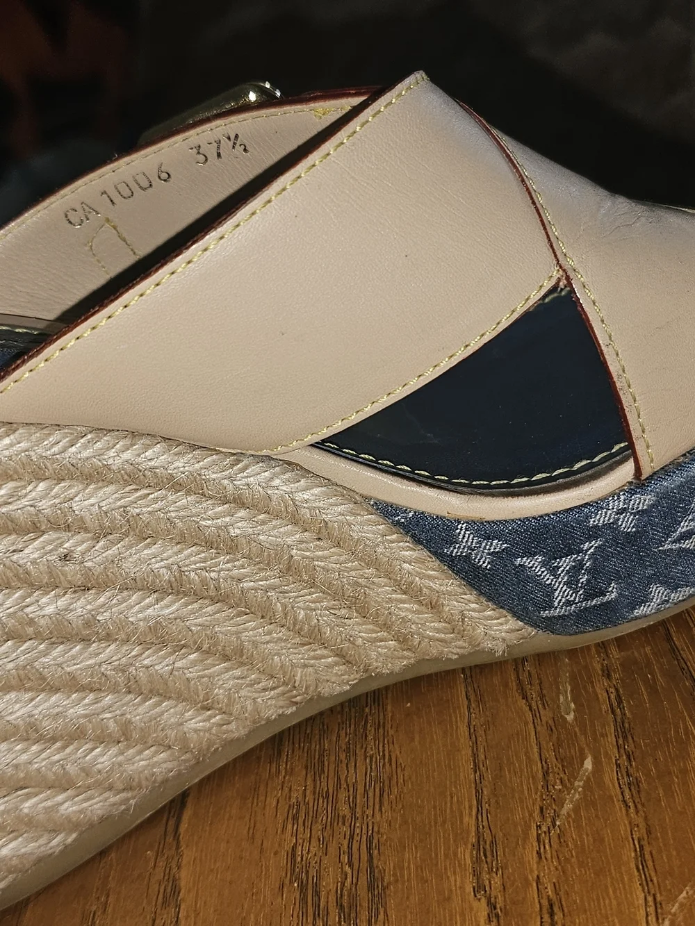 Louis Vuitton Denim Wedge Sandals - Picture 6 of 9